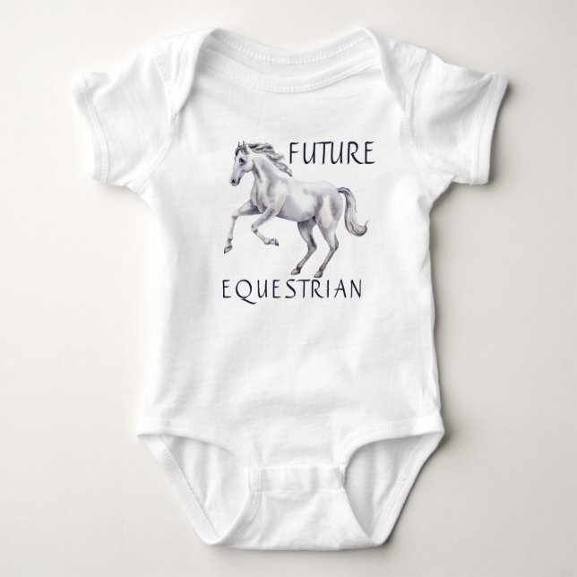 Body Para Bebê Futuro equestre com cavalo branco (Frente)