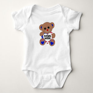 Body Para Bebê Futuro Urso de Teddy Votando Eleições nos EUA