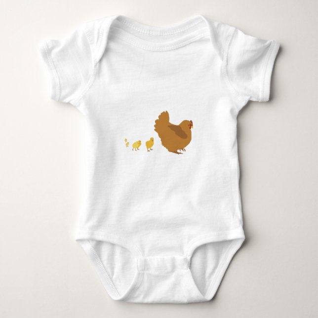 Body Para Bebê Galinha e pintinhos da mãe (Frente)