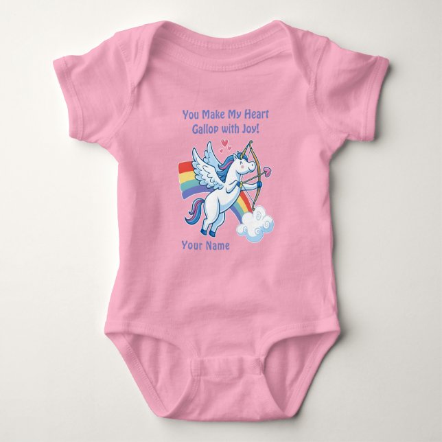 Body Para Bebê Galloping Unicorn Cupid’s Love Magic  (Frente)