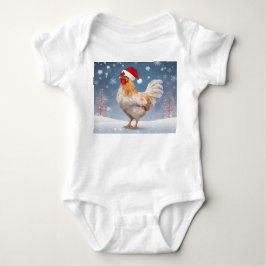 Body Para Bebê Galo de Natal rico, Fundo da Neve, Férias