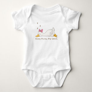 Body Para Bebê Ganso Bobo de Texto Personalizado Durma Primeiro C