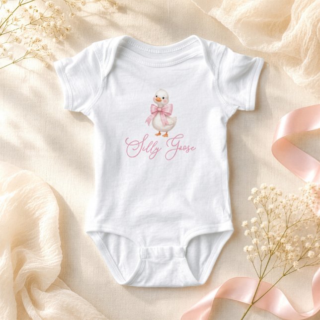 Body Para Bebê Ganso Bobo Laço Rosa (Criador carregado)
