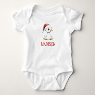 Body Para Bebê Ganso Pato de Natal Personalizado em Aquarela