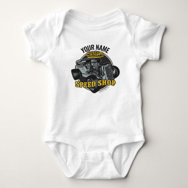Body Para Bebê Garagem de Corrida Compre Personalizada de Velocid (Frente)