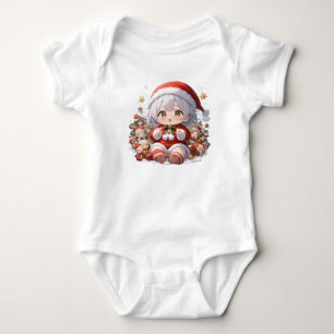 Body Para Bebê Garota Anime Chibi Kawaii Natal Santa Feriado de N