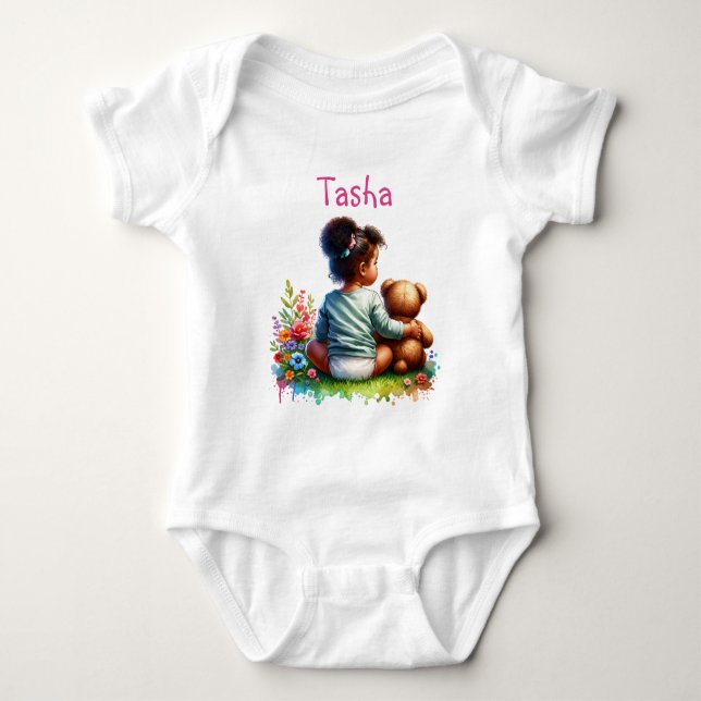 Body Para Bebê Garota Bebê e seu Urso Teddy | Personalizado (Frente)