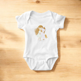 Body Para Bebê Garota Bonita e Unicórnio