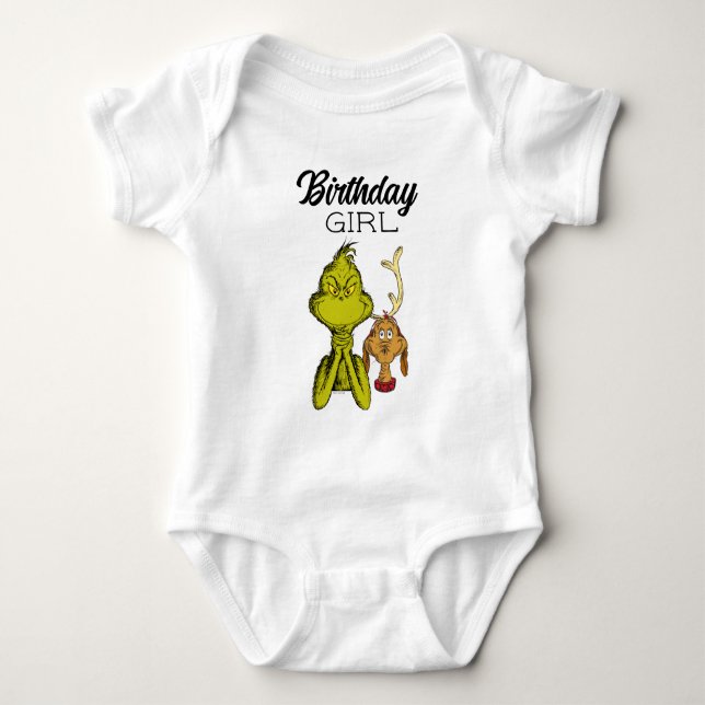 Body Para Bebê Garota de Aniversário Grinch Quadro Negro (Frente)