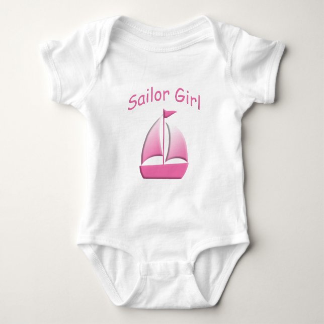 Body Para Bebê Garota Marinha Rosa De Roupa De Marinheiro (Frente)