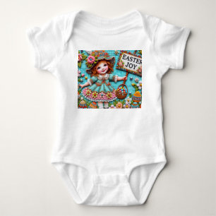 Body Para Bebê GAROTA RETRÔ ovos de Páscoa ~ Alegria de Páscoa~