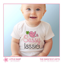 Body Para Bebê Garota Sassy Lassie Dia de São Patrício Personaliz