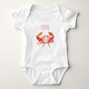 Body Para Bebê Garotas Caranguejo-Bebê-Oceano Simples