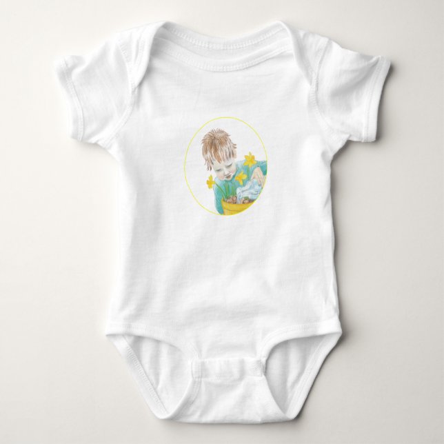 Body Para Bebê Garoto Com Daffodils (Frente)