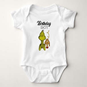 Body Para Bebê Garoto de Aniversário Grinch Quadro-Negro