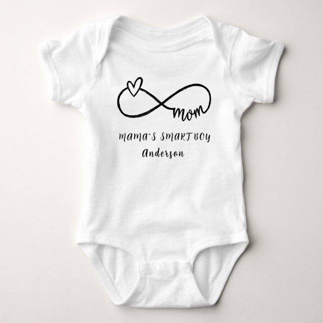 Body Para Bebê GAROTO INTELIGENTE DA MAMÃE Nome Personalizado Fof (Frente)