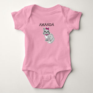 Body Para Bebê Gatinha de Cinza personalizada de garotinha com Ar
