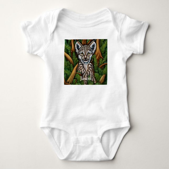 Body Para Bebê Gatinho bonito e adorável do Lynx (Frente)