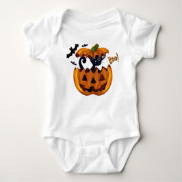 Body Para Bebê Gatinho de Halloween em Pumpkin com Morcegos