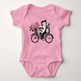 Body Para Bebê Gatinho De Vintage Que Faz Uma Bicicleta