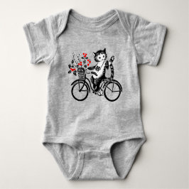 Body Para Bebê Gatinho De Vintage Que Faz Uma Bicicleta