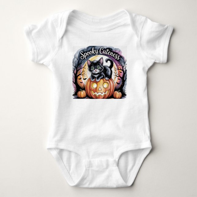 Body Para Bebê Gatinho Feliz de Halloween, Kitten de Halloween (Frente)