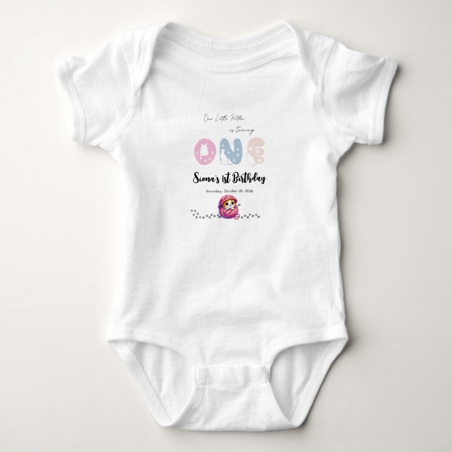 Body Para Bebê Gatinho Fofo de 1 Ano de Idade (Frente)