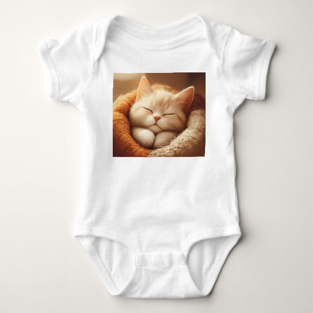 Body Para Bebê Gatinho Sonolento (Frente)