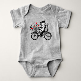 Body Para Bebê Gatinho Vintage Andando de Bicicleta
