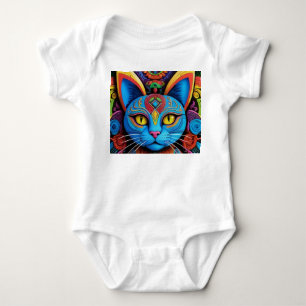 Body Para Bebê Gato Abstrato Com Olhos Amarelos