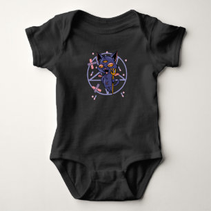 Body Para Bebê Gato Animal da Lua Gótico Pastel Wiccan