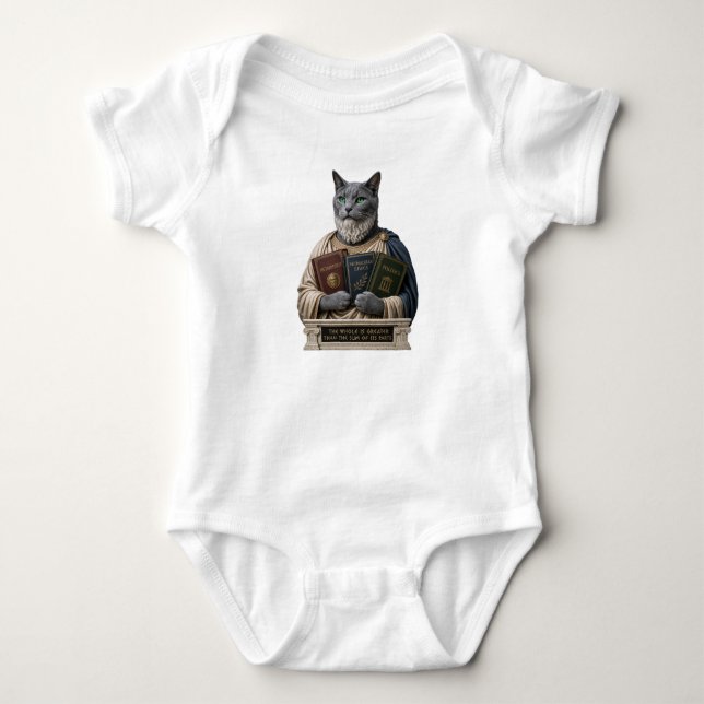 Body Para Bebê Gato Aristóteles Azul Russo (Frente)