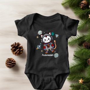 Body Para Bebê Gato astronauta bonito no espaço