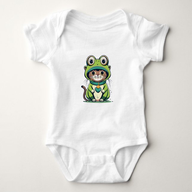 Body Para Bebê Gato bebê bonito com chapéu Sapo (Frente)
