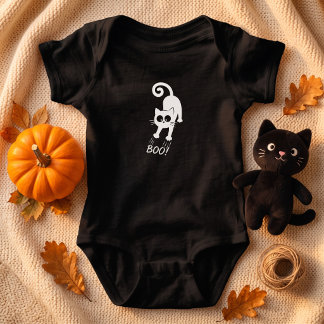 Body Para Bebê Gato Branco Boo Halloween