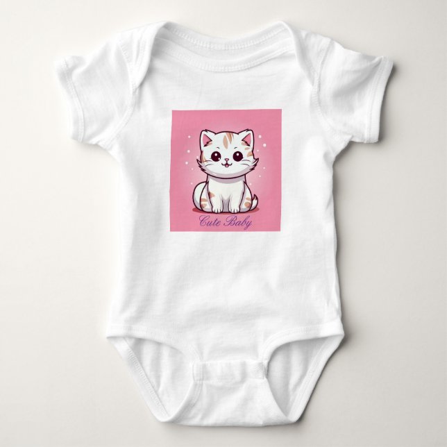Body Para Bebê Gato caiano bonitão ao estilo cartoon (Frente)