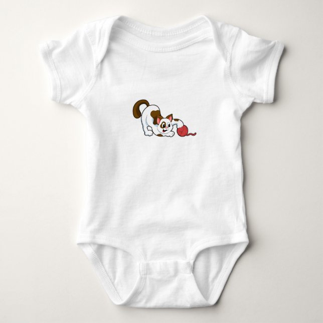 Body Para Bebê Gato com Bola de Lã (Frente)