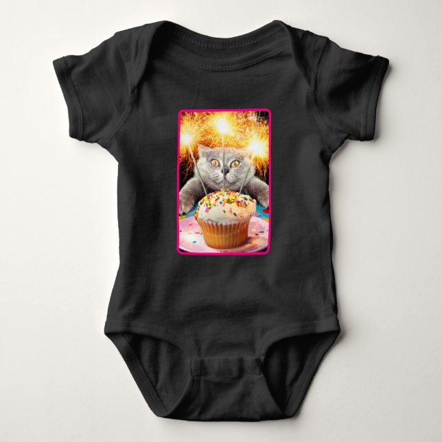Body Para Bebê Gato com Cupcake (Frente)