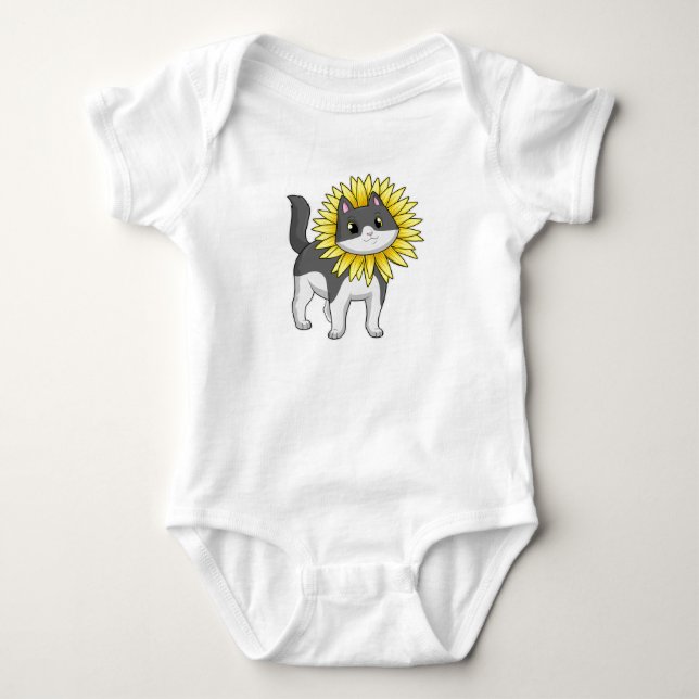 Body Para Bebê Gato com girassol (Frente)