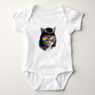 Body Para Bebê Gato com Peruca + Óculos de Sol (Pintura #5)