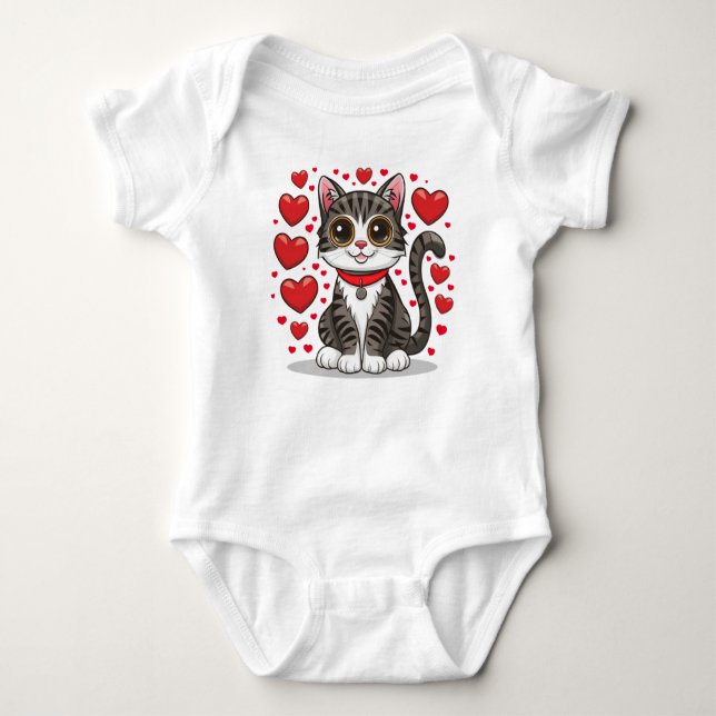Body Para Bebê Gato com Símbolos de Amor Clipart-85245 (Frente)