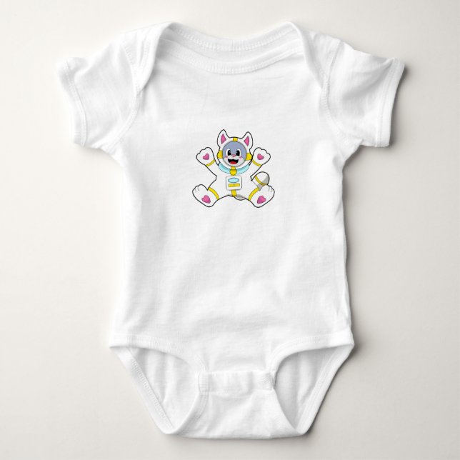 Body Para Bebê Gato como astronauta na fantasia (Frente)