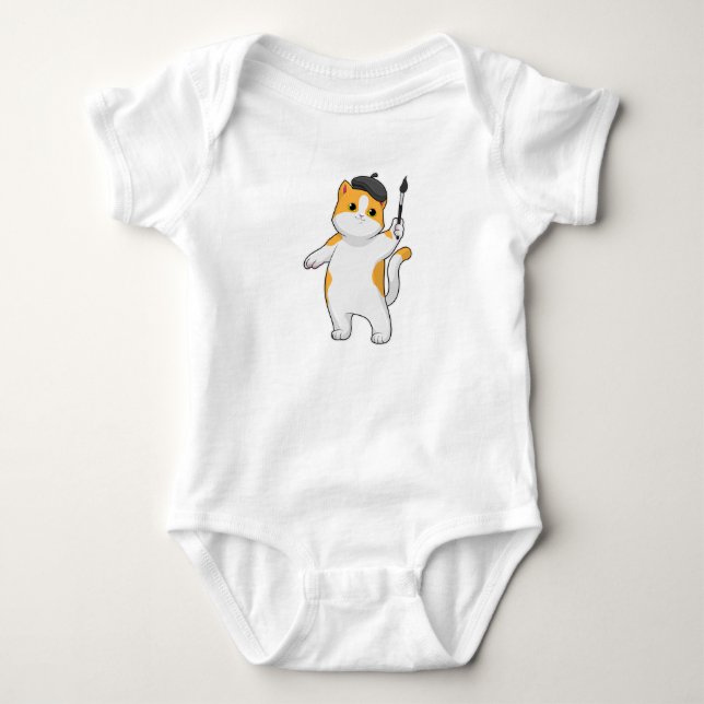 Body Para Bebê Gato como Pintor com Pintor (Frente)