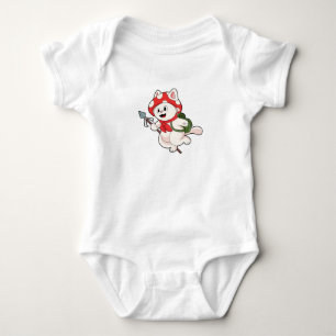 Body Para Bebê Gato como Seletor de Cogumelo com Cogumelo