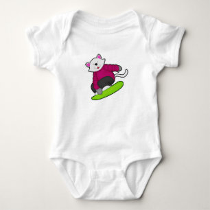 Body Para Bebê Gato como Snowboarder com Snowboard