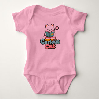 Body Para Bebê Gato Curioso Fofo Lendo Livros Kawaii Cartoon Bebê