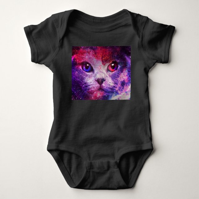 Body Para Bebê Gato da Galáxia Roxa (Frente)