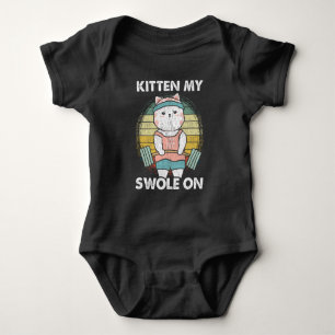 Body Para Bebê Gato de Ativação de Peso Engraçado Giro e Motiv