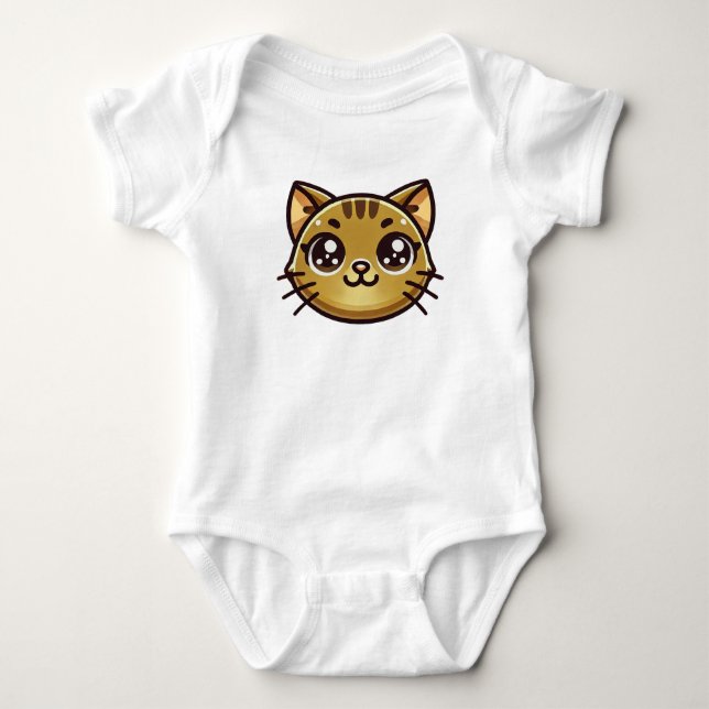 Body Para Bebê Gato de desenho animado adorável (Frente)