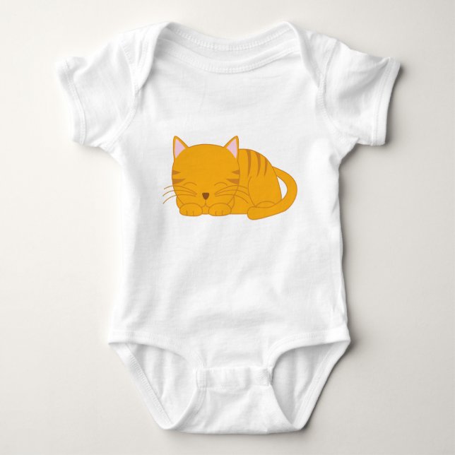Body Para Bebê Gato De Laranja Dormindo (Frente)